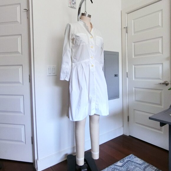 Uniqlo +J White Shirt Dress Button Front Minimalist Long Sleeve (M) - Picture 1 of 4